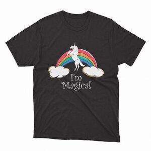 I'm Magical Rainbow Unicorn Horse Black T-Shirt
